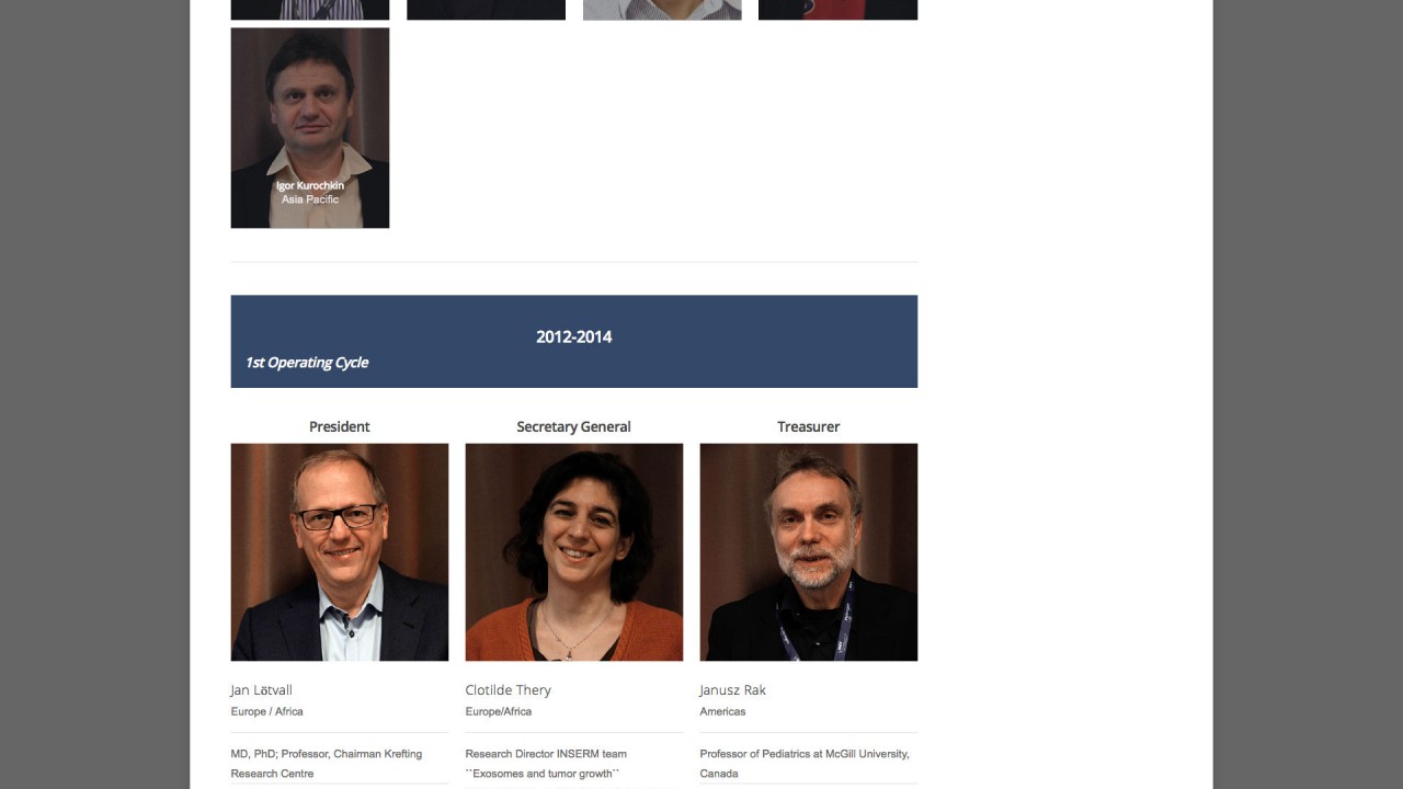 ISEV Screenshot - Executive Board